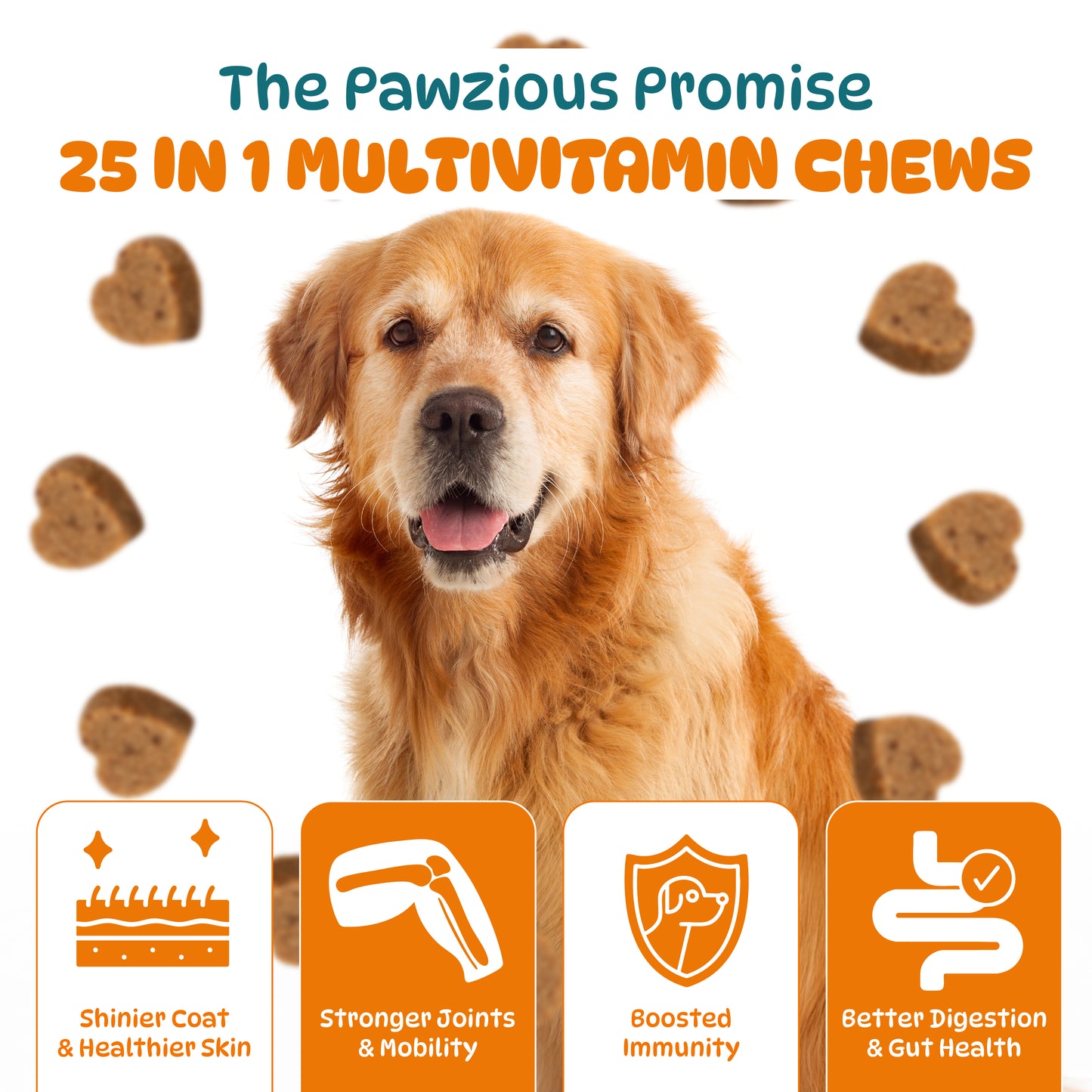 25 in 1 Multivitamin for Dogs, 100 Counts Dog Vitamins and Supplements for Joint Support, Digestion, Heart, Skin and Coat Care, (Chicken Flavor)