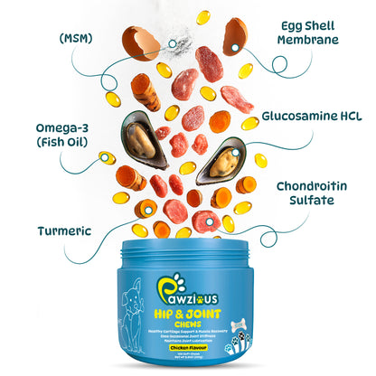 Dog Hip and Joint Supplements, Treats Improve Joint Function & Mobility in All Ages (Chicken Flavour 100 Chews)
