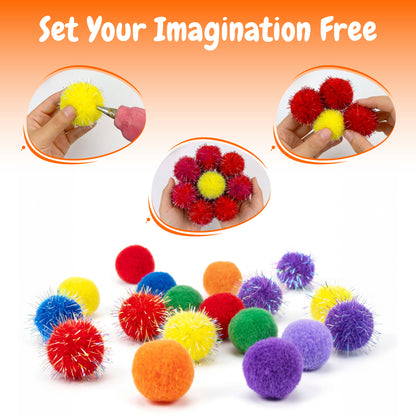 Large 1.2 Inch 50 Pcs Pom Poms for Art and Crafts