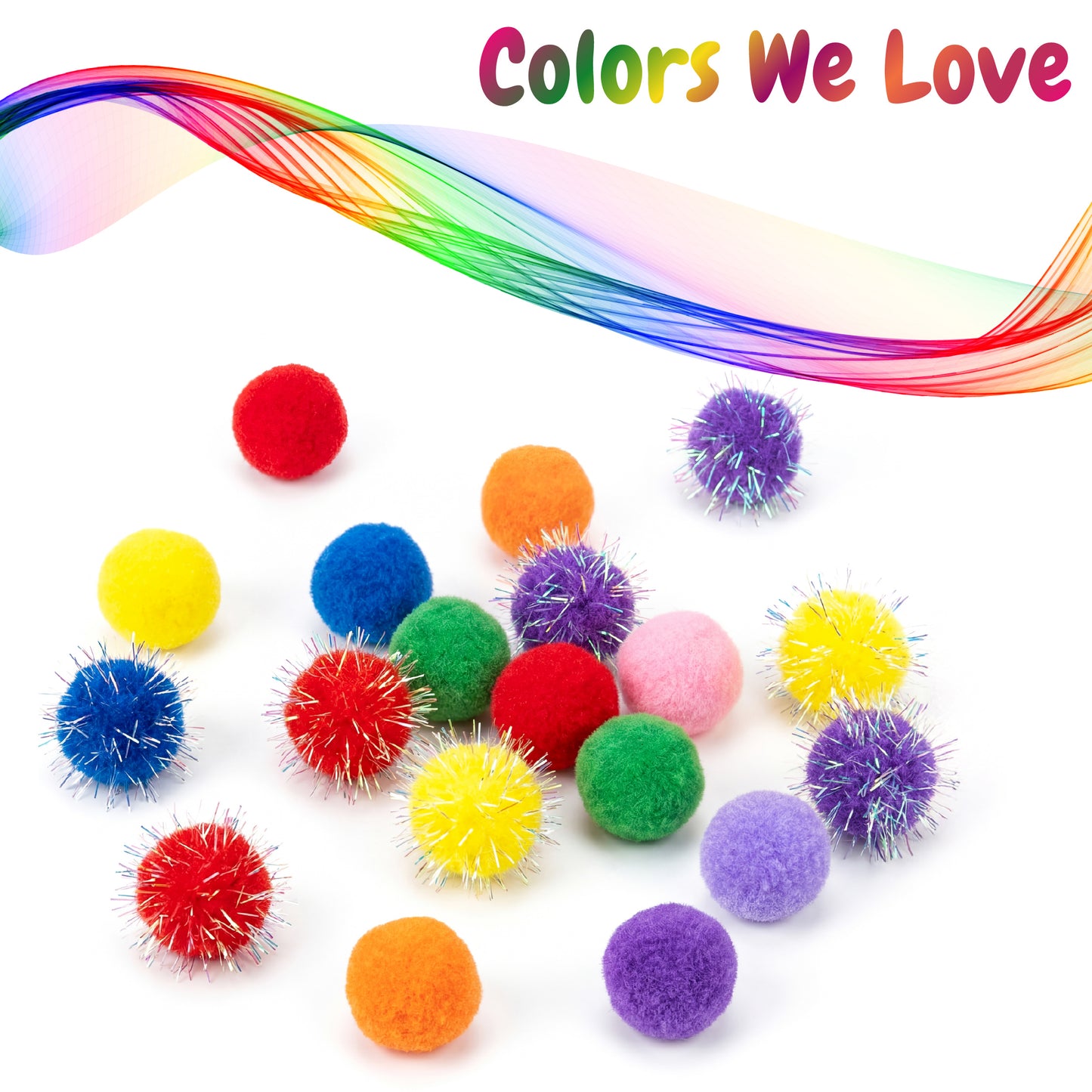 Large 1.2 Inch 50 Pcs Pom Poms for Art and Crafts