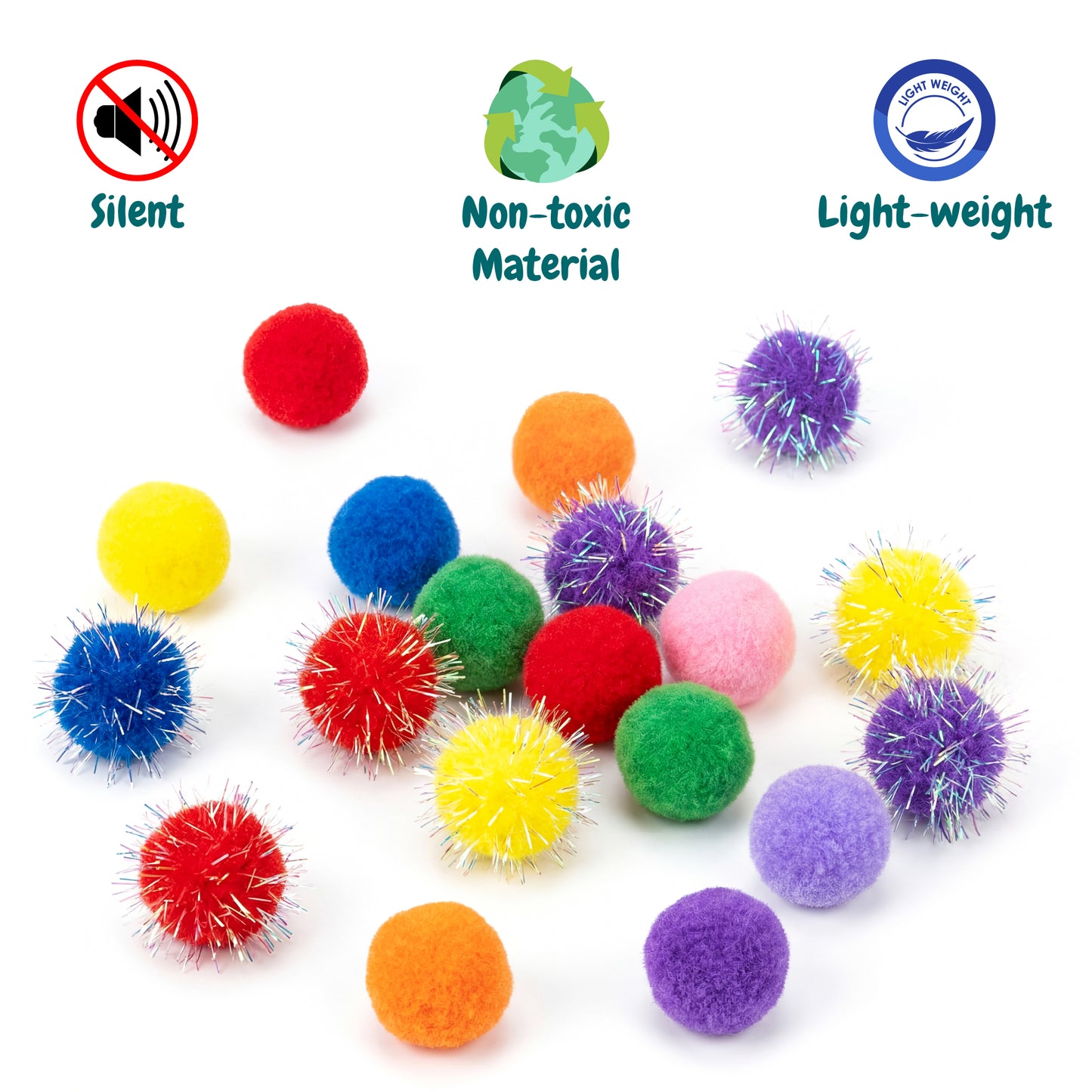 50 Count 1.2 Inches Pom Pom Balls with Cat Ball Launcher