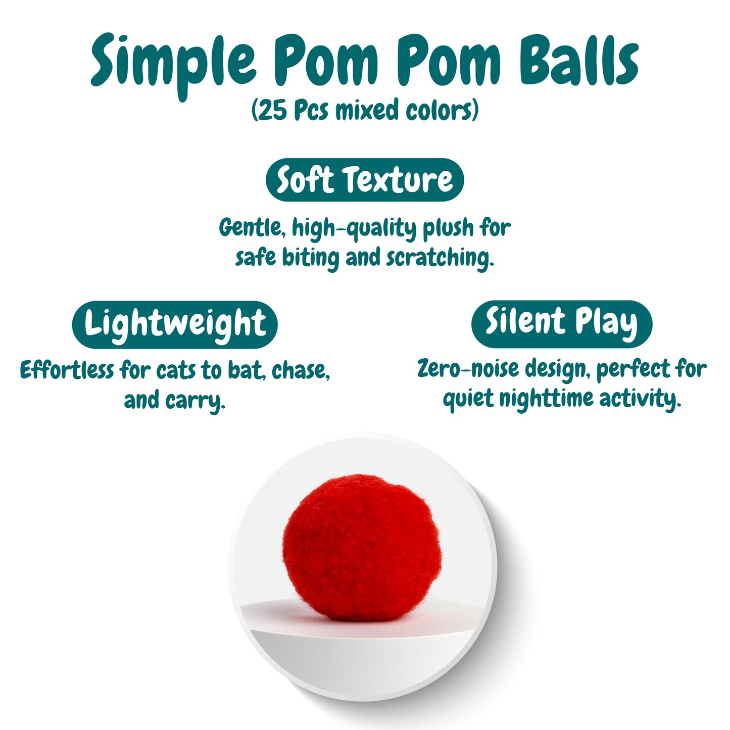 50 Count 1.2 Inches Pom Pom Balls with Cat Ball Launcher