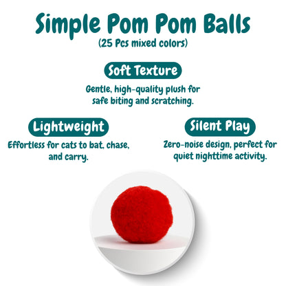 50 Count 1.2 Inches Pom Pom Balls with Cat Ball Launcher
