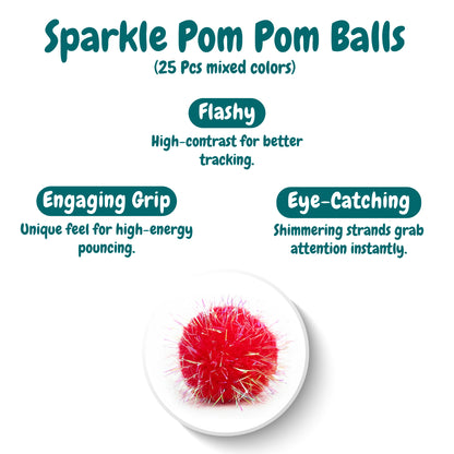 50 Count 1.2 Inches Pom Pom Balls with Cat Ball Launcher