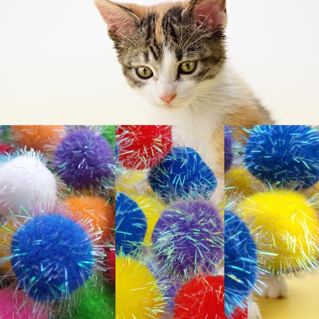 Sparkle Pom Pom Balls for Cat - Cat Toys