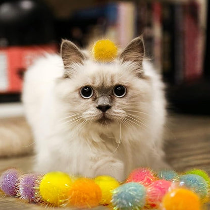 Sparkle Pom Pom Balls for Cat - Cat Toys