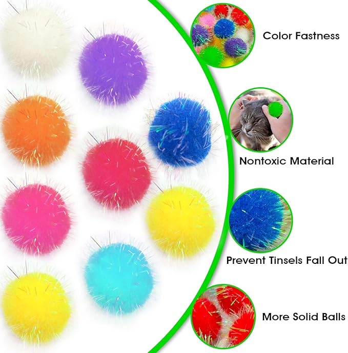 Sparkle Pom Pom Balls for Cat - Cat Toys